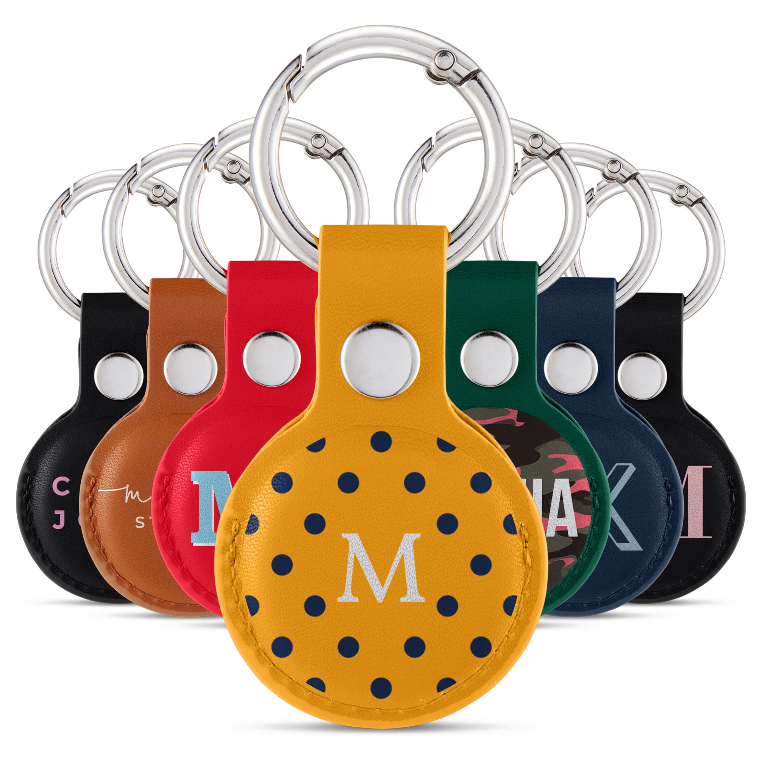 Tirita Personalised Case Keyring Holder Compatible with Apple AirTag 1 & 2 - Leather Case with Key Ring for Apple Air Tag [01- Name Handwritten on Black] — view 20