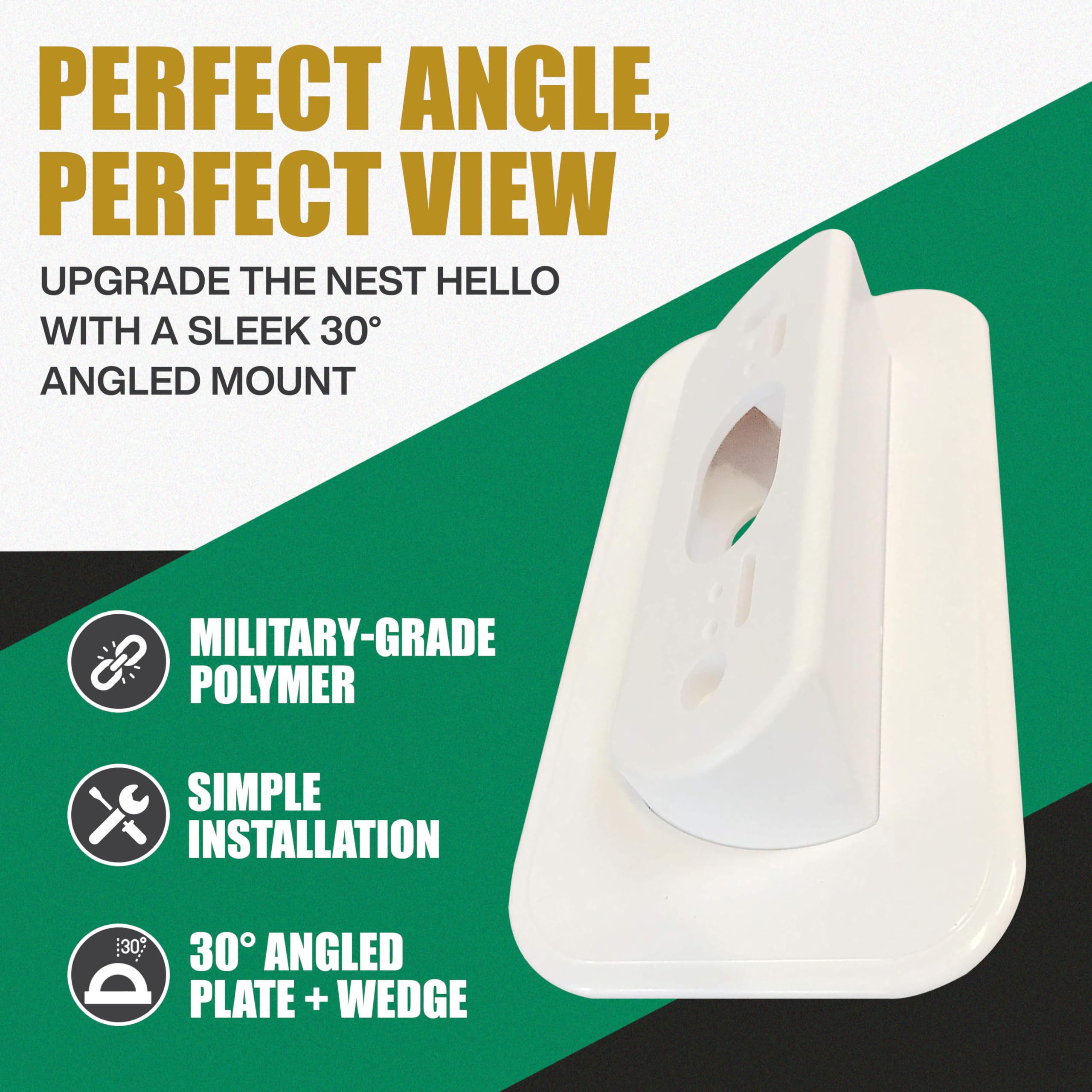 Ade Advanced Optics Wall Plate and 30 Degree Angled Mount Combo for Nest Hello - White