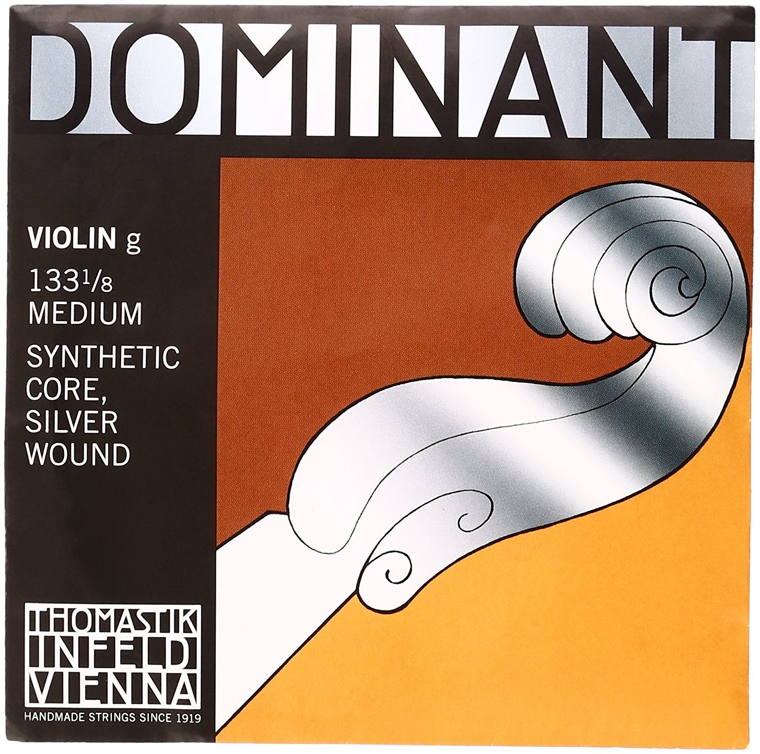 Thomastik-Infeld Dominant Violin G String, 1/8 Size, Medium Tension - 133.18 - Synthetic Core, Silver Wound - Clear &amp; Balanced Tone, The Reference Standard for Violin
