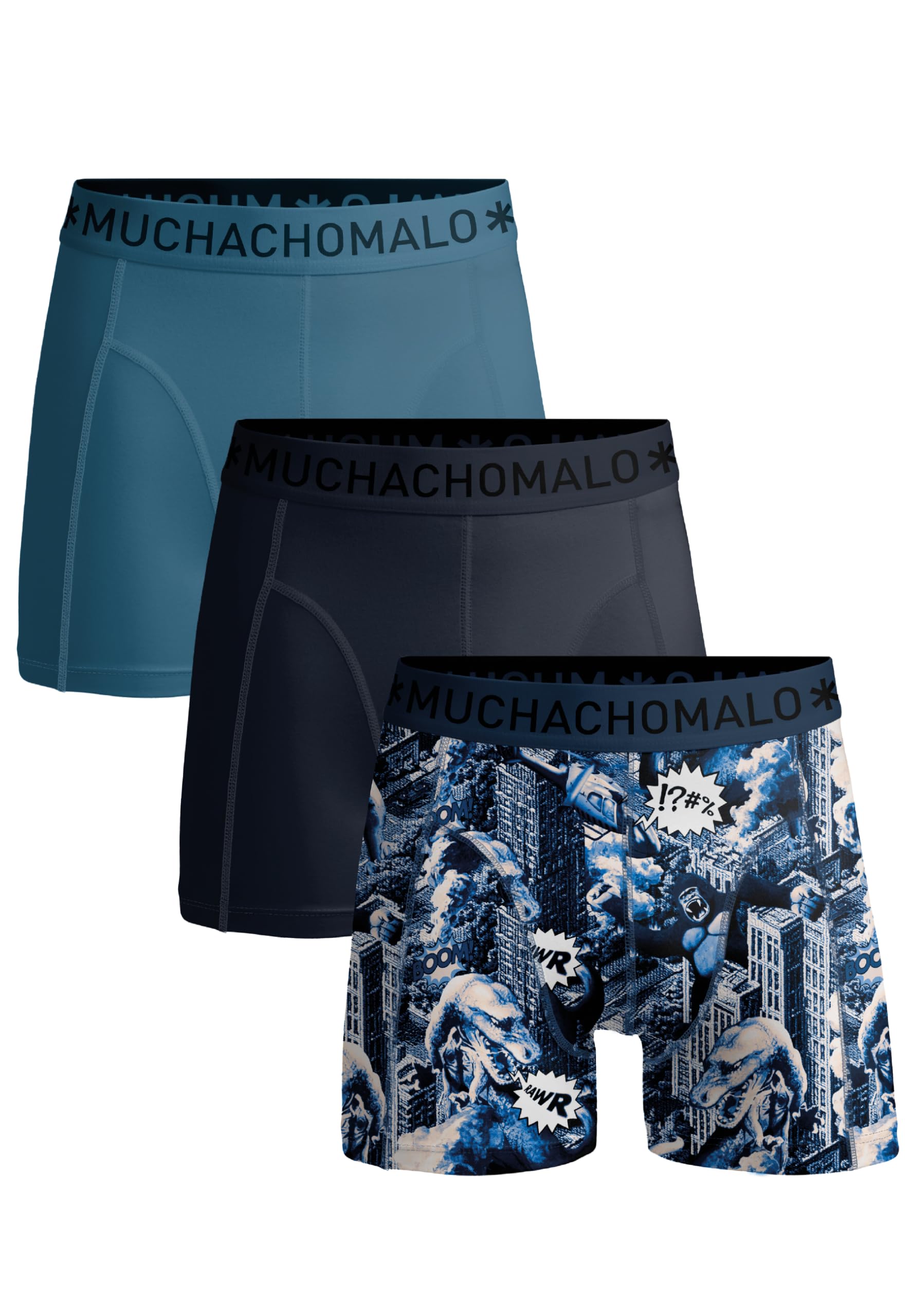 Muchachomalo Boxer da uomo in cotone intimo da uomo multipack da 3 pezzi boxer stampati taglio classico con elastico in vita