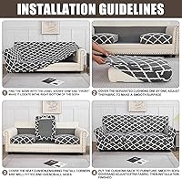 Vista 6 de SearchI Funda elástica para sofá, Fundas impresas para sofá, Funda de sillón con patrón floral, 2 piezas de funda elástica para sillón con funda