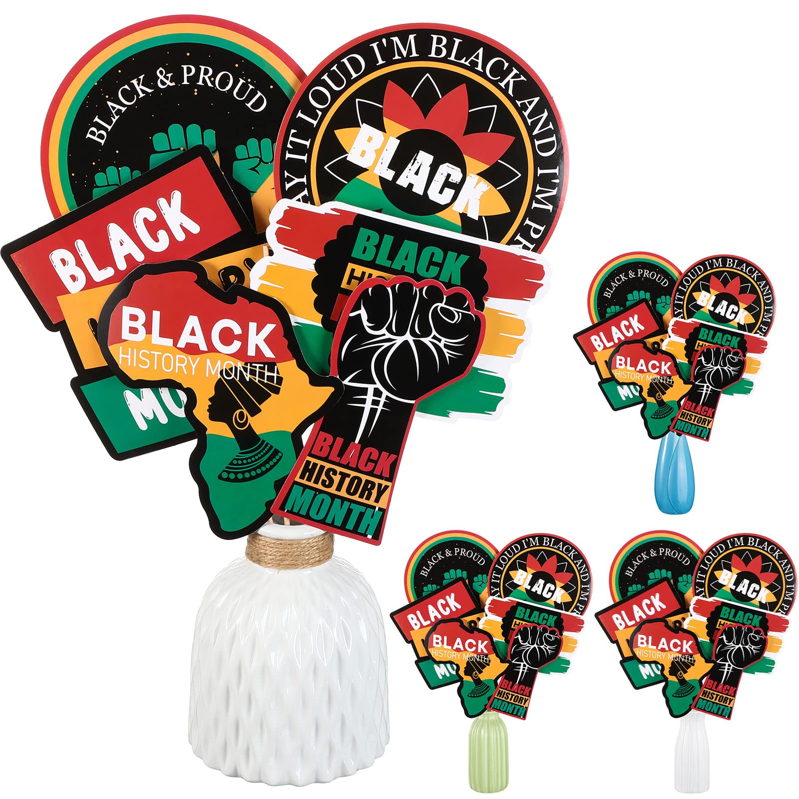 24 Pcs Black History Month Party Centerpiece Sticks Black History Month Decorations February Black Pride Table Toppers Set African Juneteenth Party Favors and Supplies African BHM Festival Decor