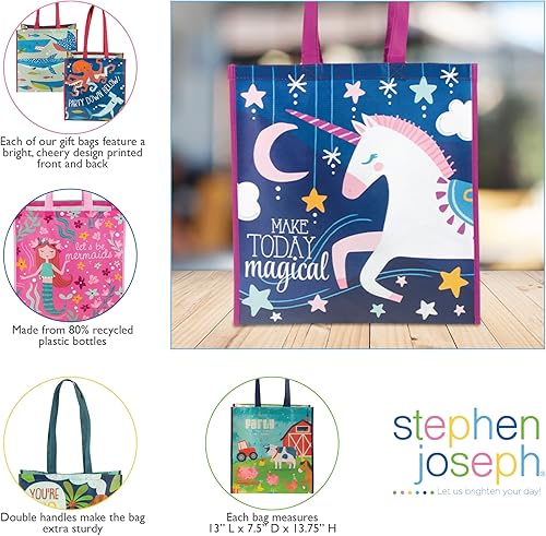 Miniatura 8 de Stephen Joseph Bolsas de regalo recicladas grandes para niños, Sirena, BOLSAS DE REGALO RECICLADAS