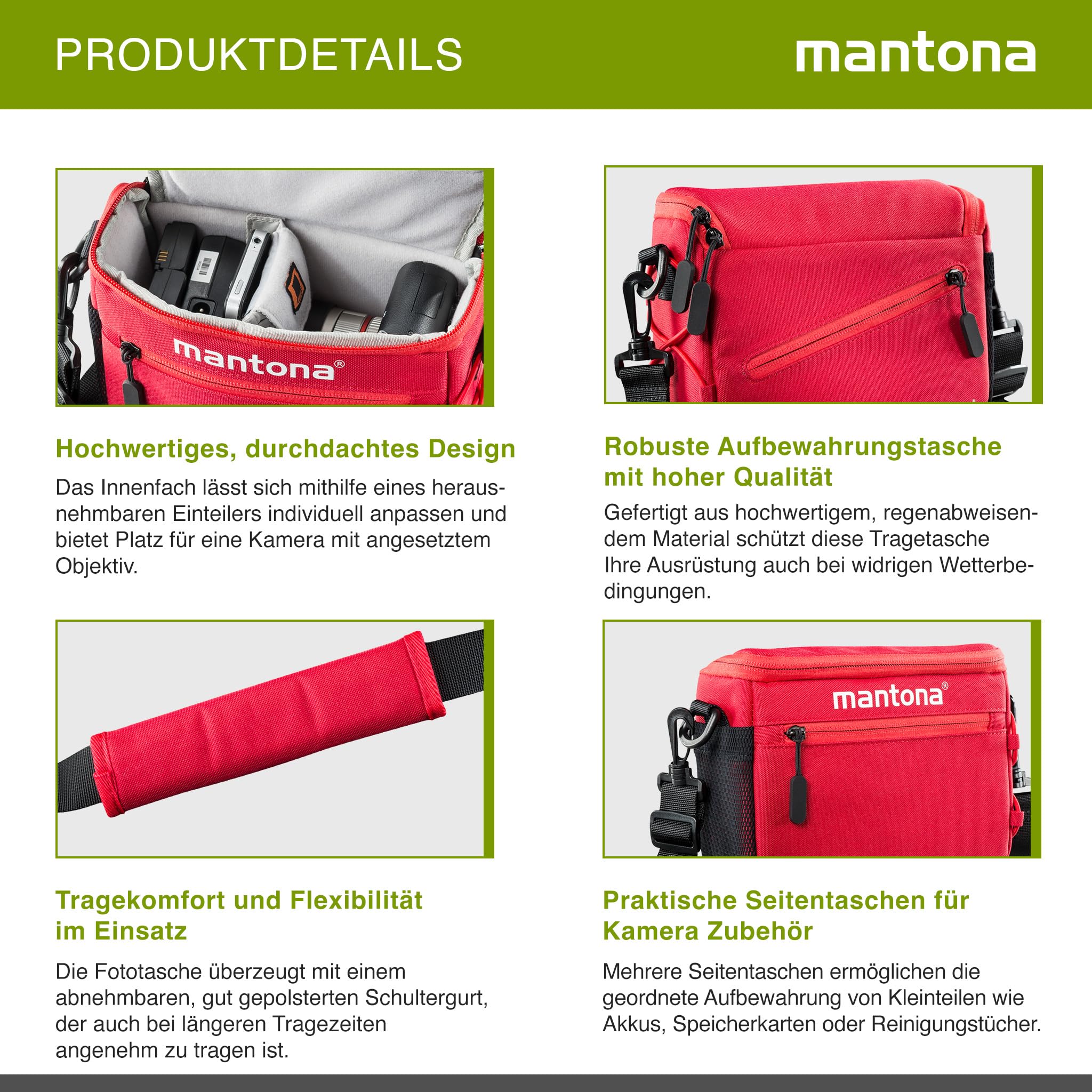 mantona Torba na aparat Irit System, Czerwony, Torba