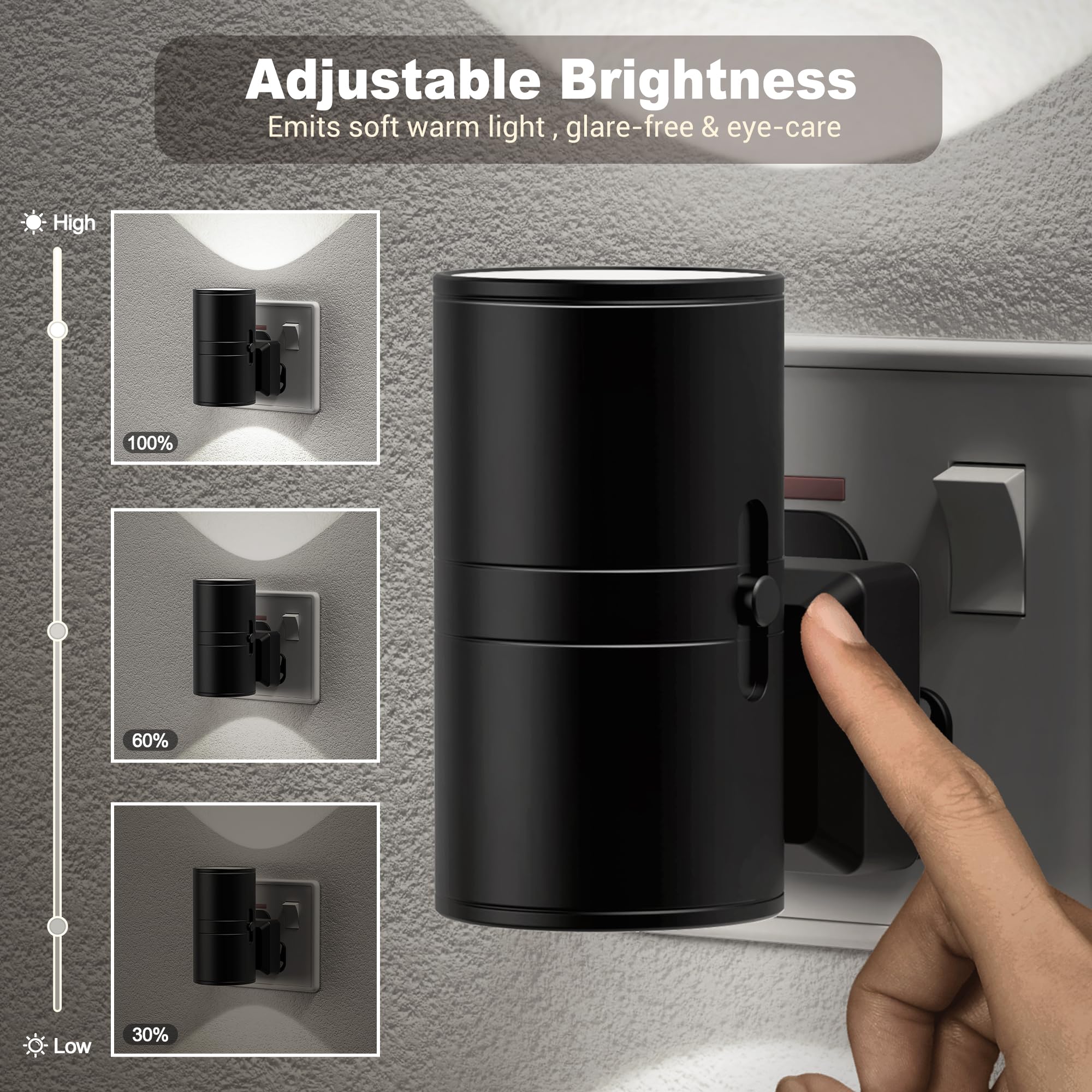 JandCase Night Light Plug in Wall, Dusk to Dawn Sensor, Dimmable Nightlight 0-100LM, Cool White 6000K - Image 2