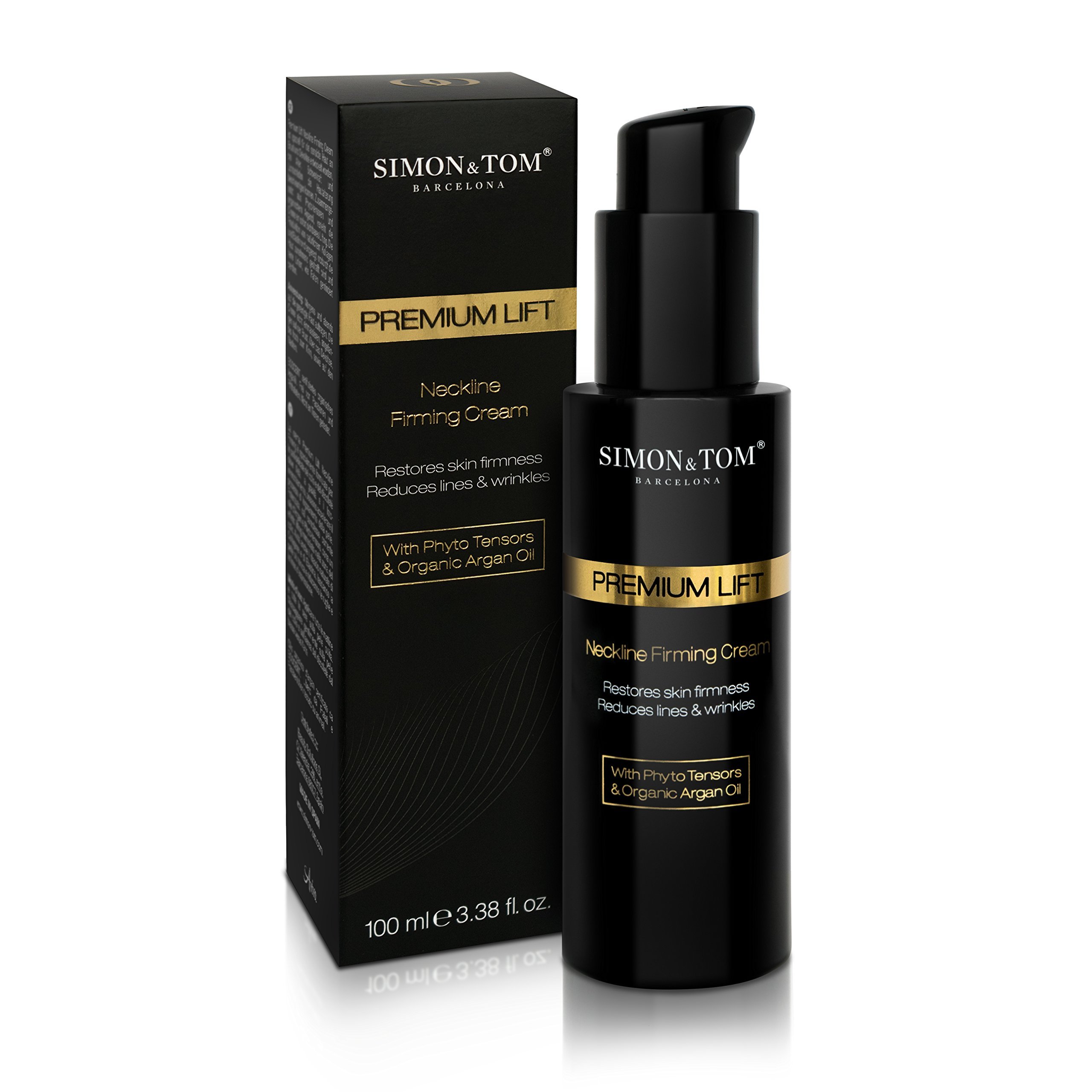 Simon&Tom Premium Lift Neckline - Crema Rassodante Collo e Décolleté con Acido Ialuronico, Fitostimolanti, olio di Argan Biologico, Antirughe, Effetto Lifting, Senza parabeni, 100 ml Made in Spain