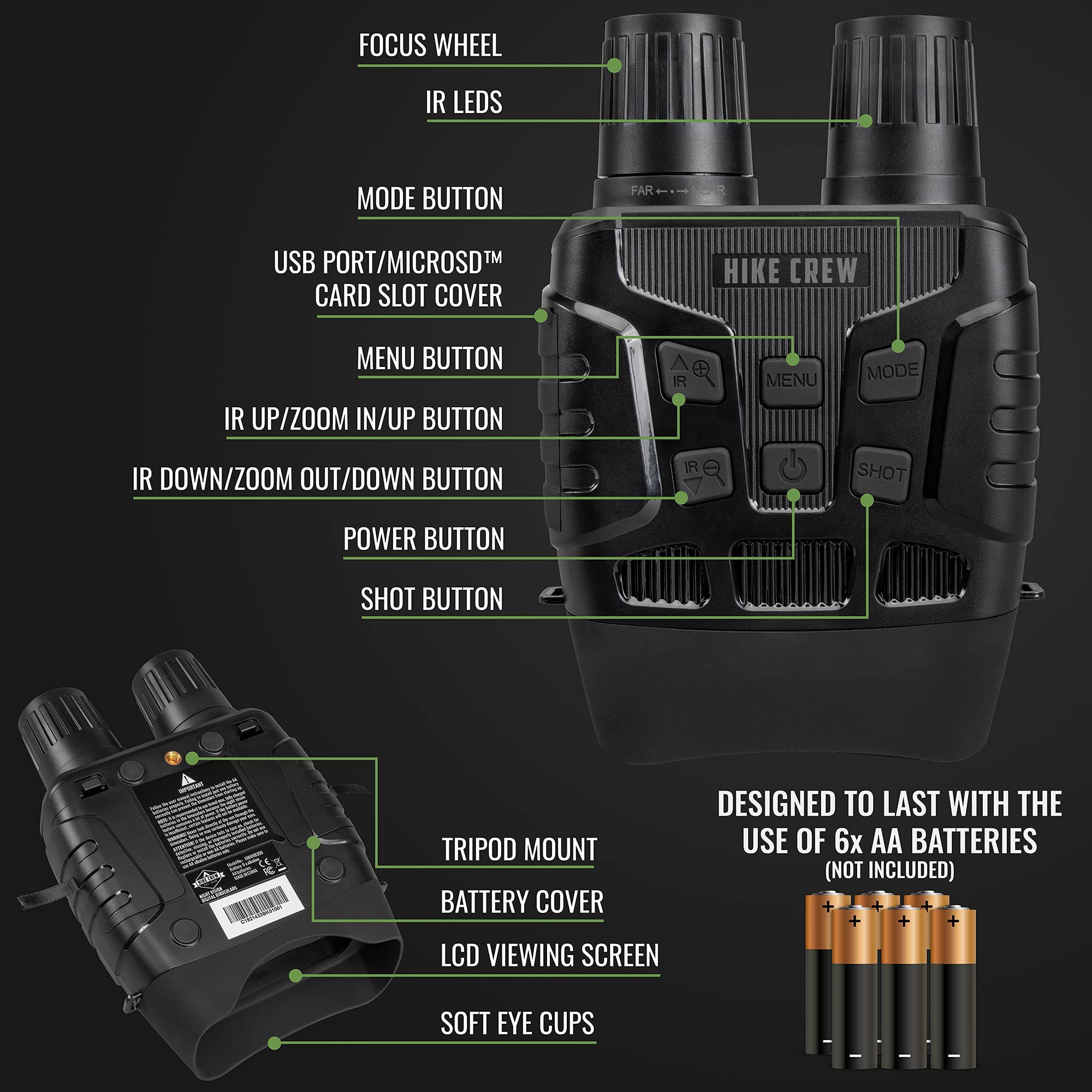 Hike Crew Digital Night Vision Binoculars, Capture HD Photos & Videos