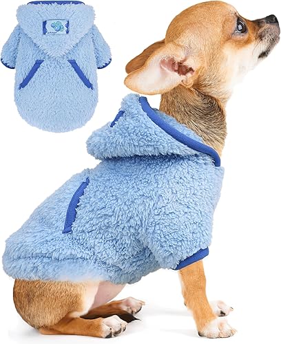 Suéter pequeño de forro polar con capucha para perros pequeños, hembras y niños, ropa cálida de invierno para cachorros para Chihuahua, taza de té, disponible en Yaxa Peru