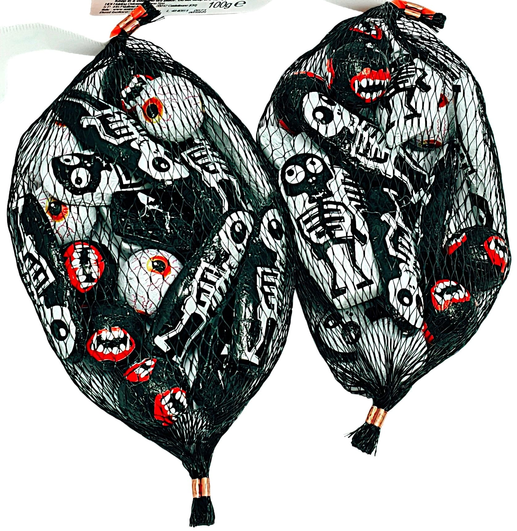 Halloween Chocolate Selection of Spooky Milk Chocolate Skeletons & Eyeballs - 2x Nets of 100g each