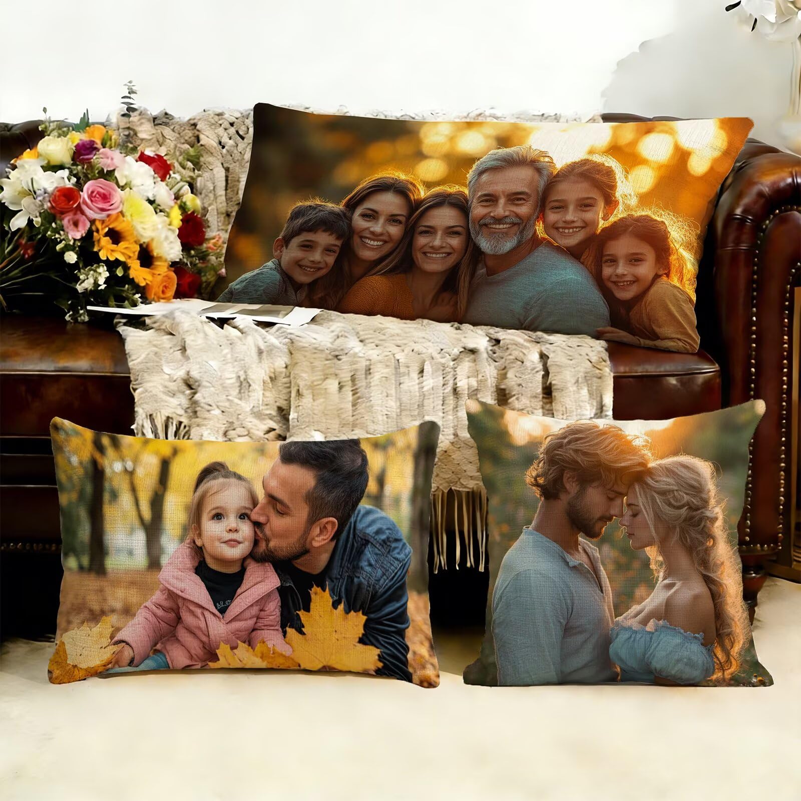 Coussin personnalisé avec photo de votre chien pour décorer le salon