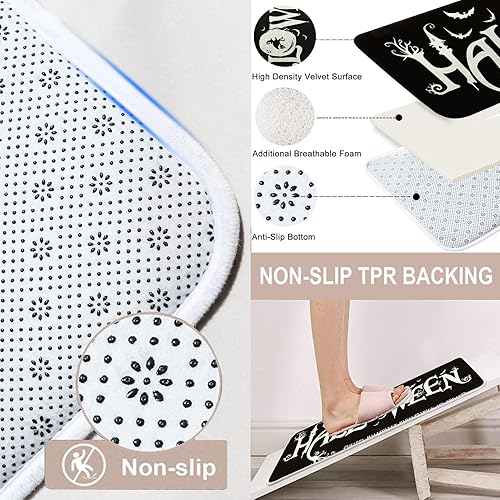 Miniatura 6 de Britimes Alfombra de baño para baño, Halloween, color negro, antideslizante, cubierta de suelo, alfombra de piso de 16 x 24 pulgadas, decoración de