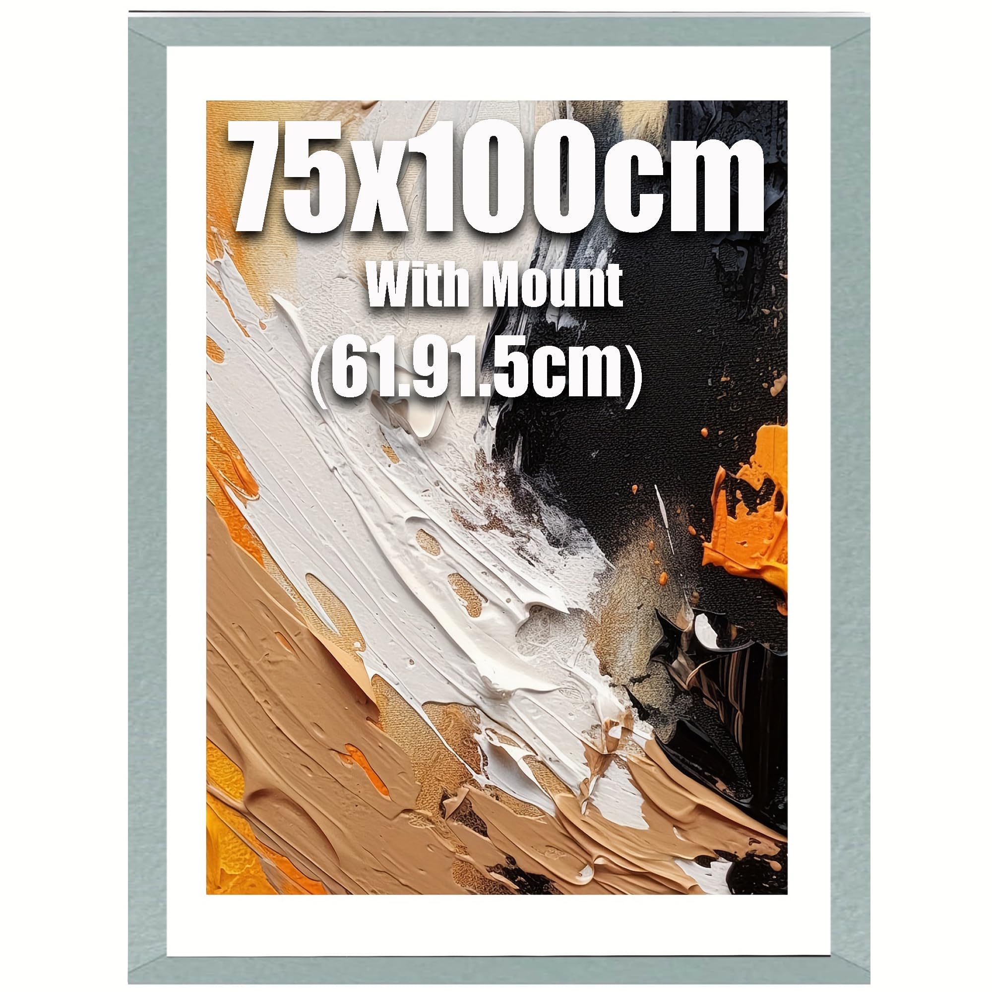 Extra Large 75x100cm Photo Frame with White Mat, Silver 100x75cm Poster Frame with Mount, Both Ways Wall Hanging 100x75cm Picture Frame for Posters, Wall Art, Paintings