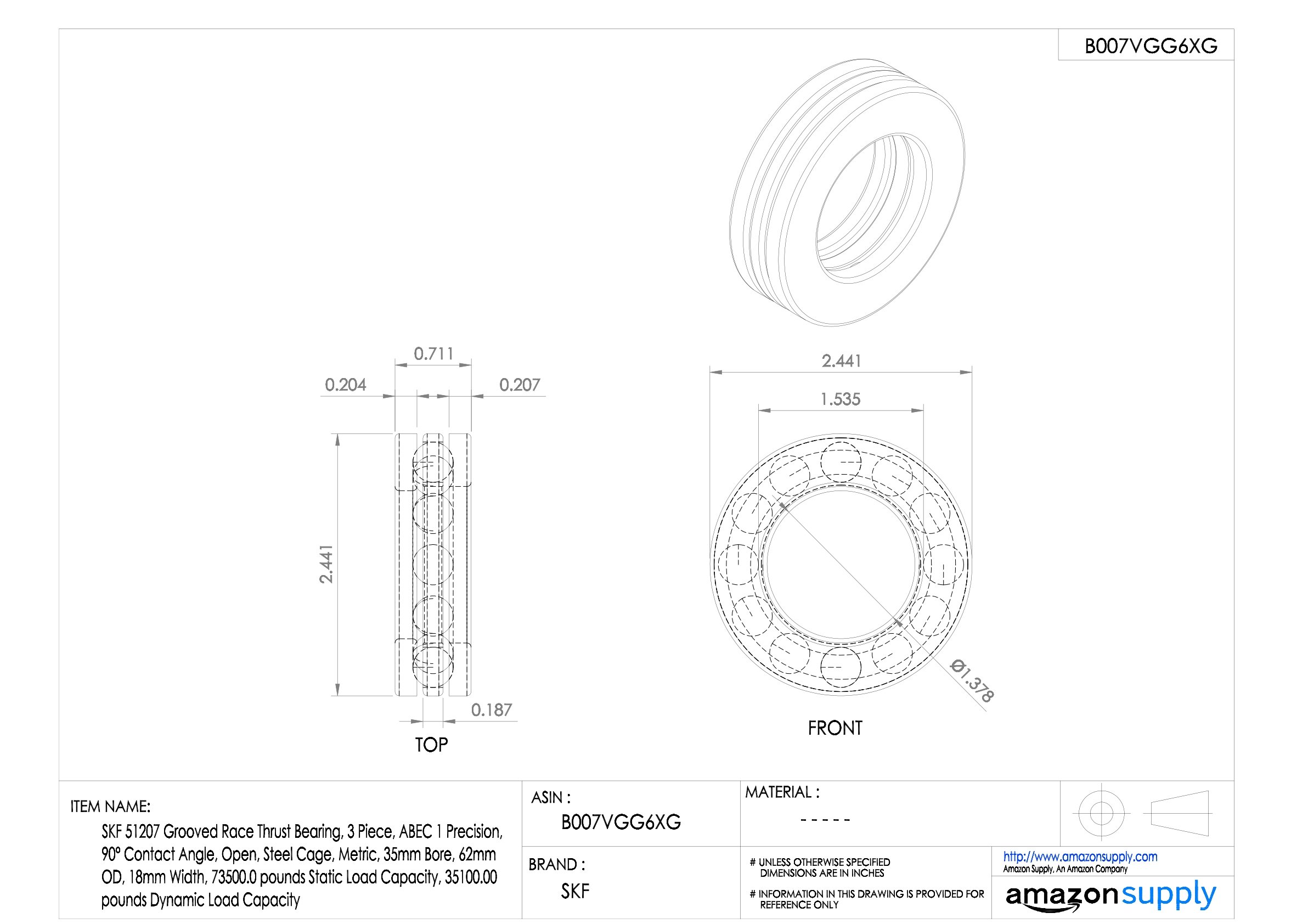 Axial-Rillenkugellager 51207 - FAG ( 35x62x18mm ) - Ihr , 19,50