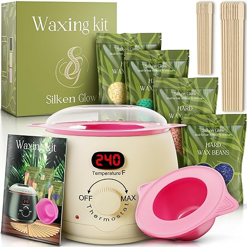 Wax kit for Hair Removal, Wax Pot for Hair Removal for Face, Body, Leg, Bikini, Brazilian Wax, Waxing Kit for Women & Men (32 Accessories)