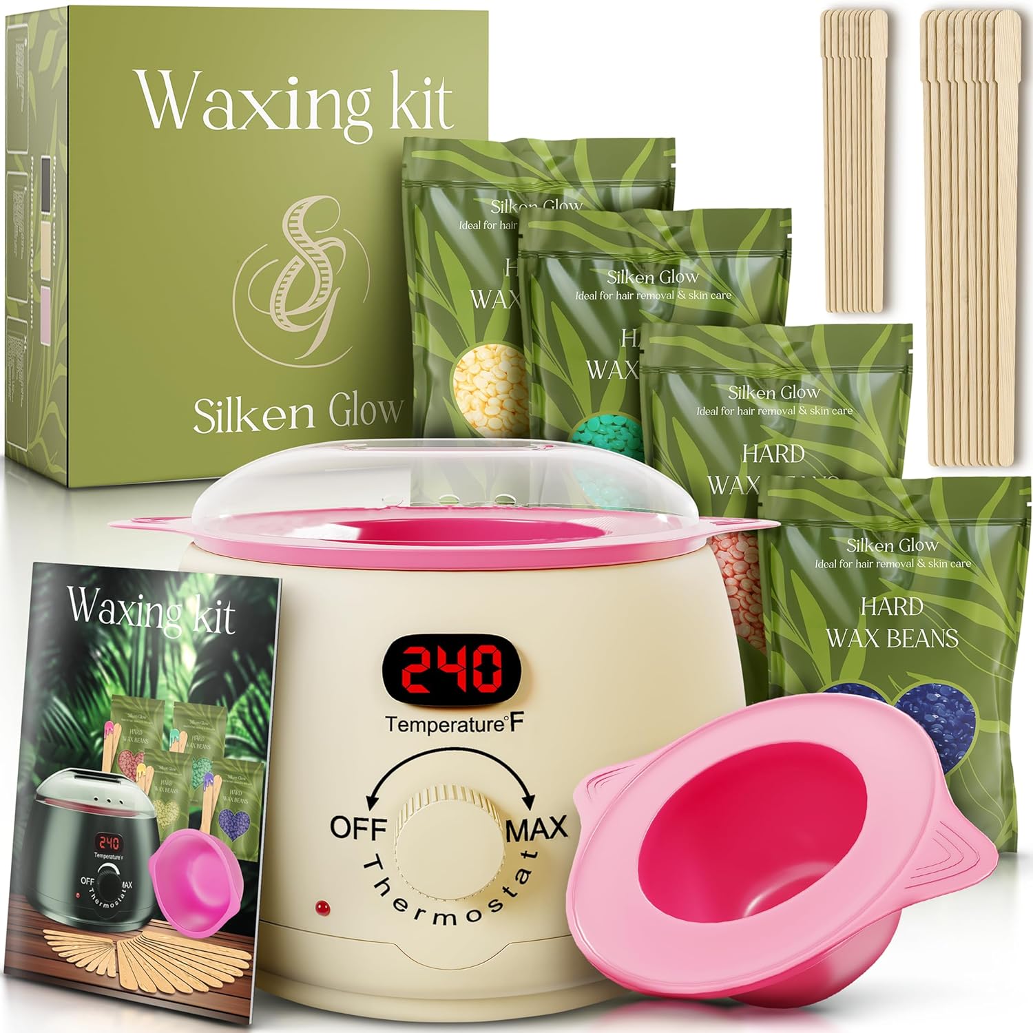 Wax Kit for Hair Removal, Wax Pot for Hair Removal for Face, Body, Leg, Bikini, Brazilian Wax, Waxing Kit for Women & Men (34 Accessories)