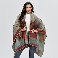 Vista 185 de Poncho chal para mujer, suéteres suaves y cálidos para mujer, parte delantera abierta, poncho de viaje para otoño, invierno y primavera