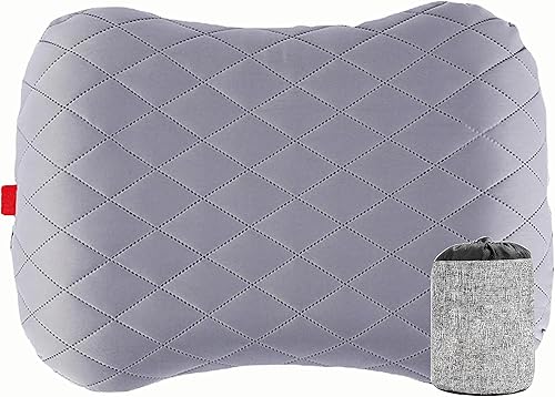 Portable Inflatable Neck Pillow for Outdoor Travel, Camping, Office Naps-Polyester + Washable Cotton-Color Available-Simple and Comfortable (Gray)