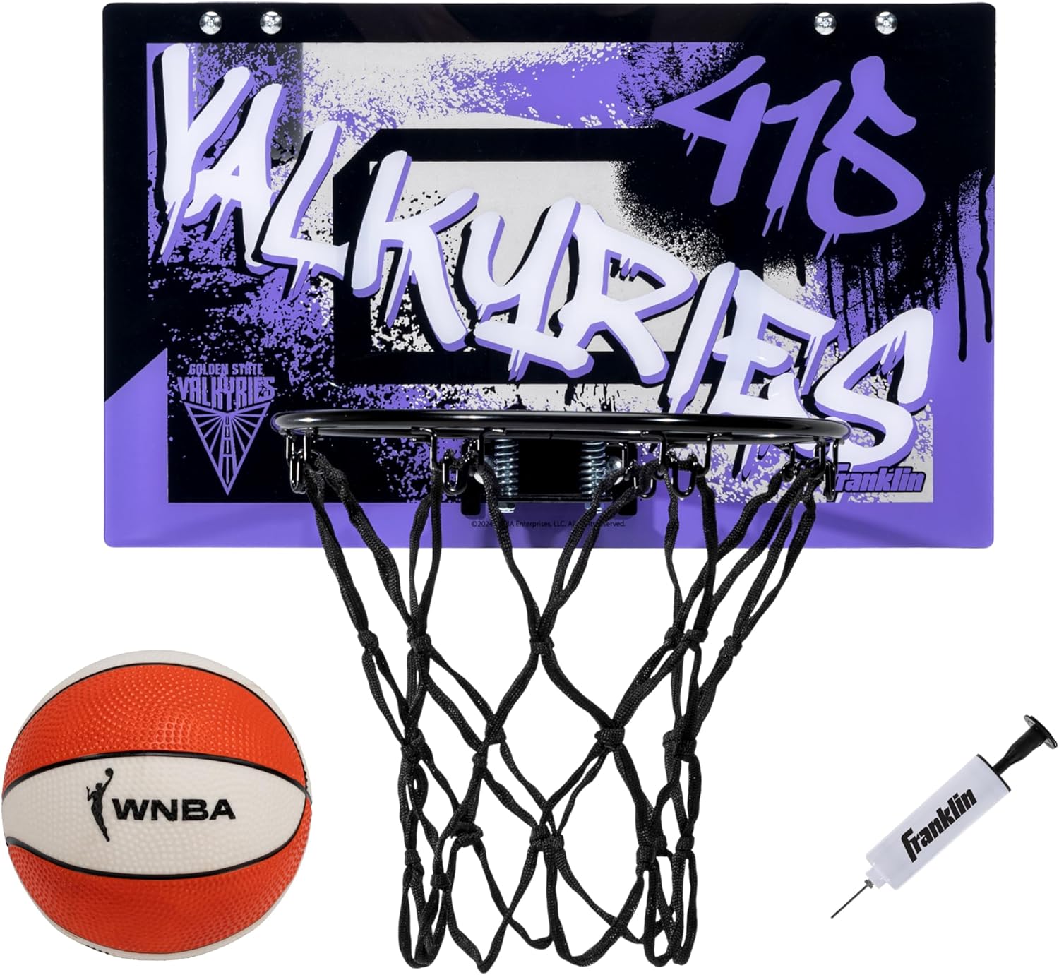 Franklin Sports WNBA Team Over The Door Basketball Hoops - Kids Indoor Mini Basketball Hoop + Ball Set - WNBA Fan Mini Hoops