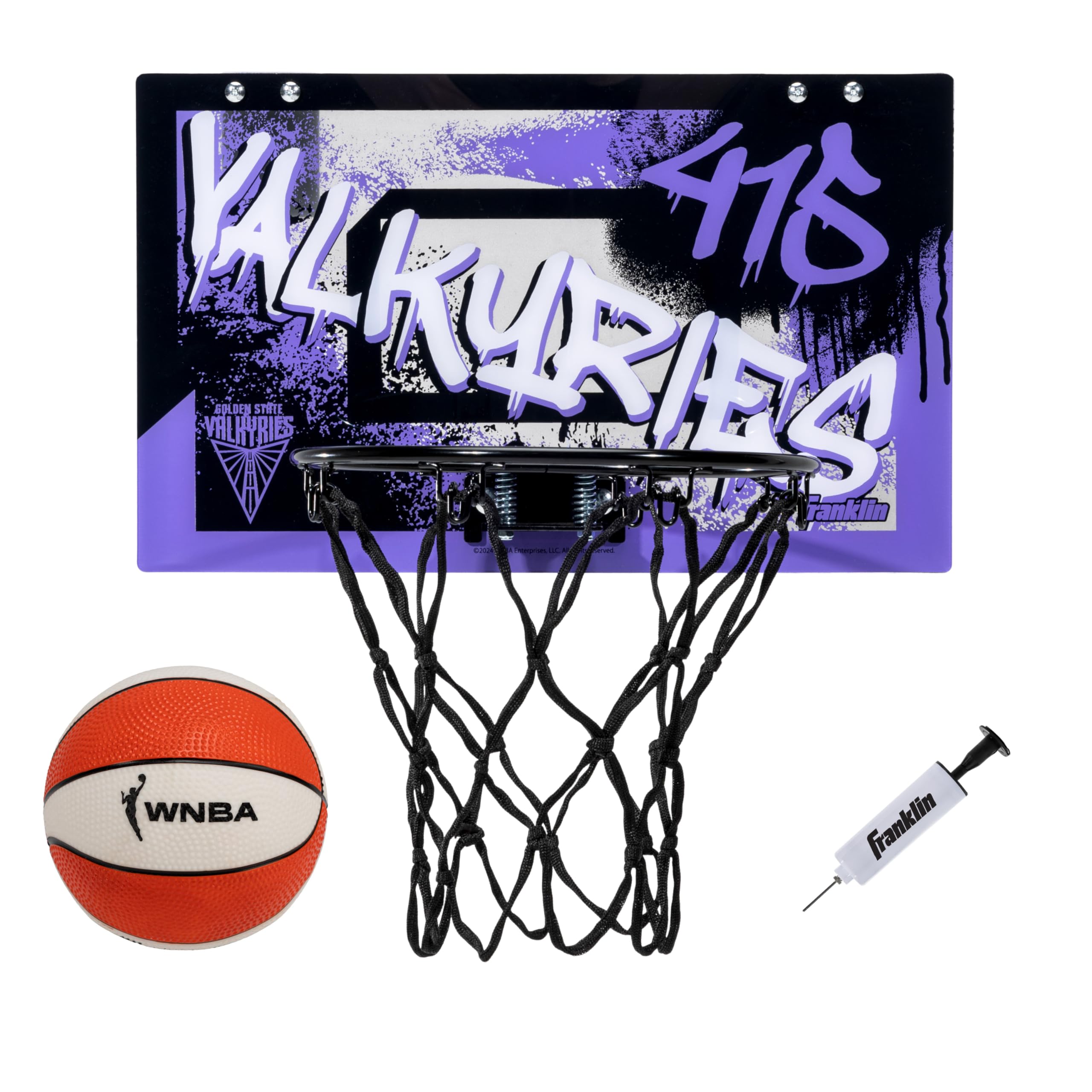 Photo 1 of Franklin Sports WNBA Golden State Valkyries Over the Door Basketball Hoop - Kids Indoor Basketball Hoop with Mini Ball - WNBA Fan Shop Mini Hoop for Bedroom + Office