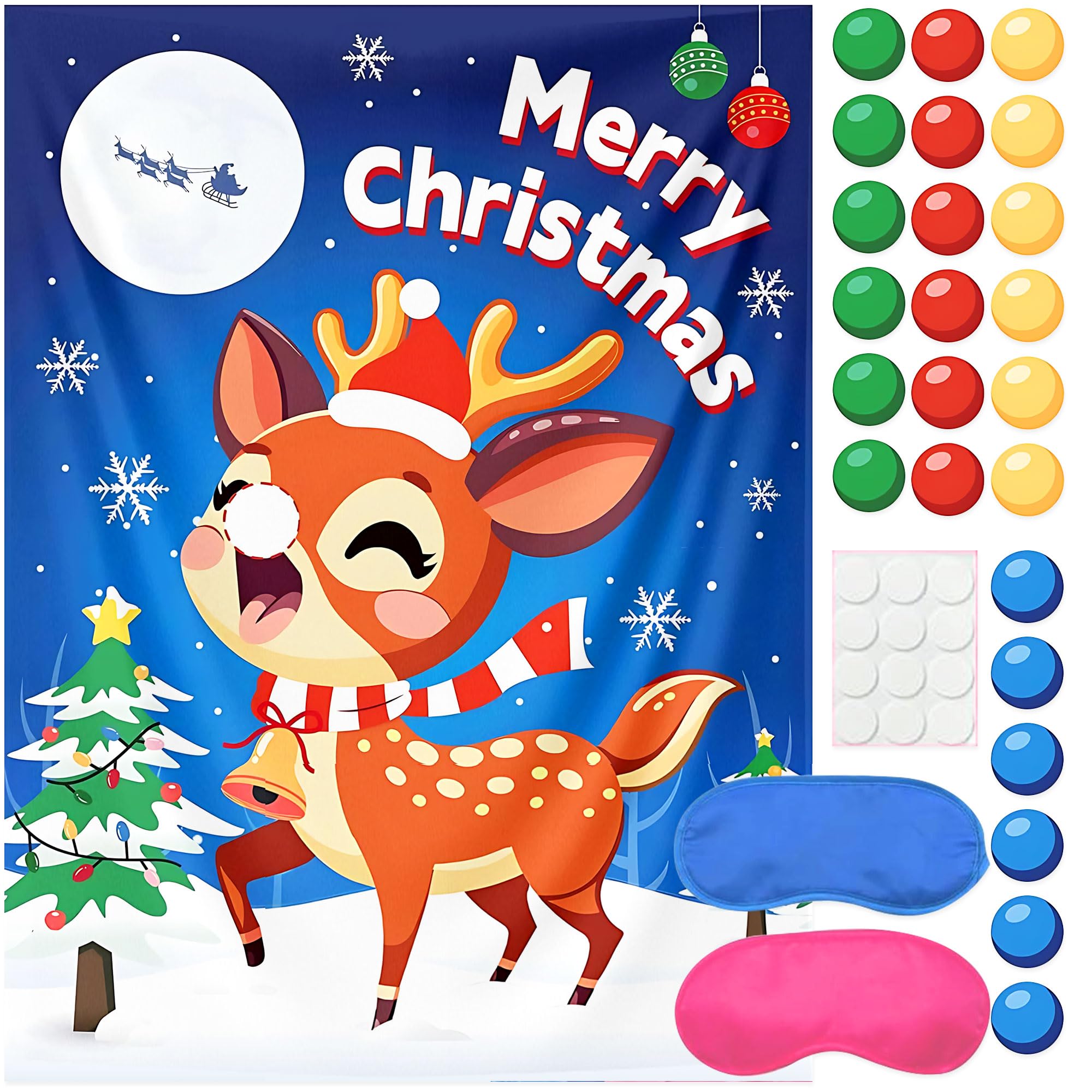 BACH AND BOUJEE Christmas Party Games Supplies Pin The Nose On The Snowman Game for Kids Christmas Party Games Activities for Families Xmas Gifts