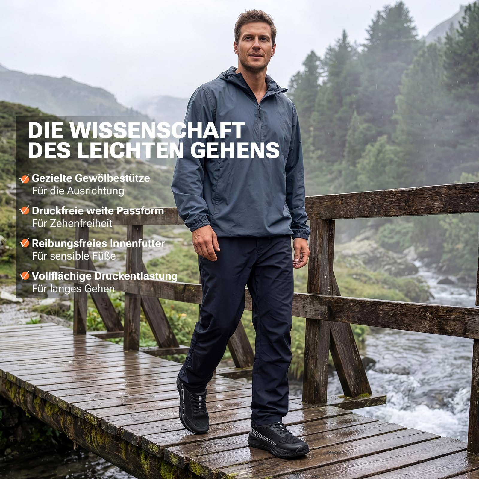 Sosenfer Laufschuhe Herren Sportschuhe Extra Breit Traillaufschuhe mit Dämpfung Leicht Atmungsaktive Straßenlaufschuhe Bequeme Turnschuhe für Gelände, Outdoor & Fitness Sport