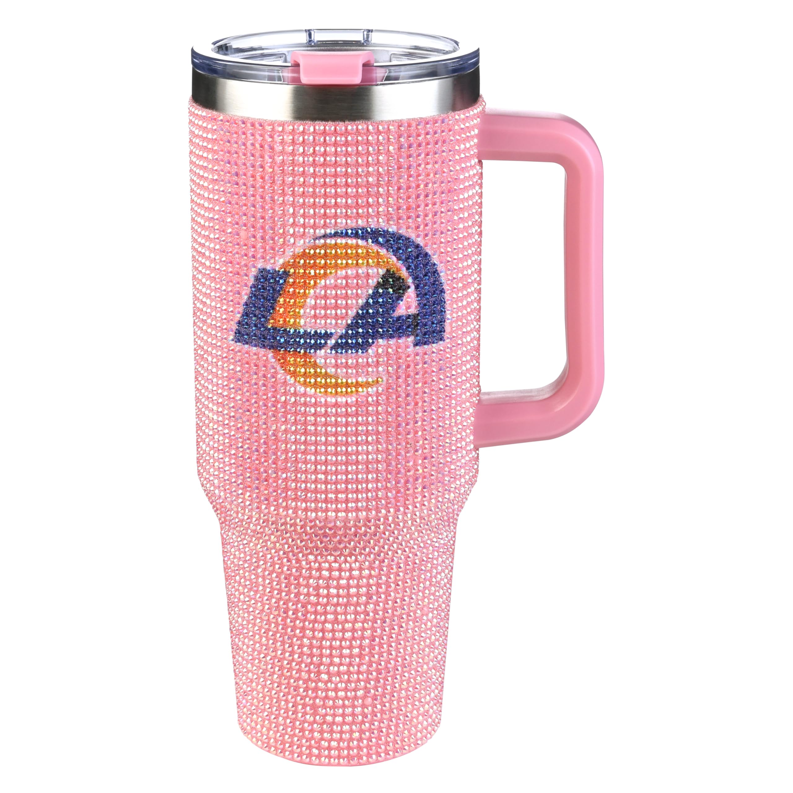 The Memory Company Officially Licensed 40oz Pink Bling Game Day Tumbler, Los Angeles Rams