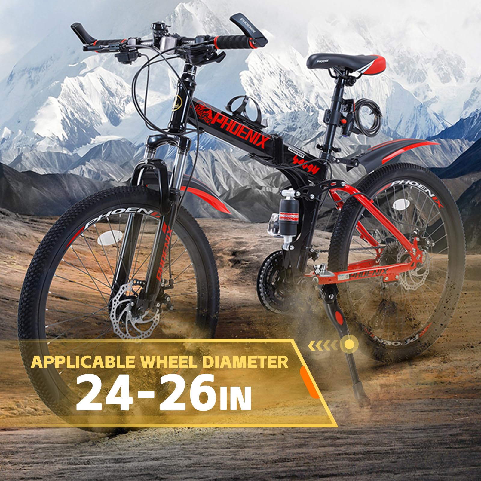 Cavalletto Bici, Rastrelliera Biciclette, universale, Piedino in Gomma Antiscivolo, Cavalletto per Bici in Alluminio Regolabile per 24"-26" Bici, BMX, MTB