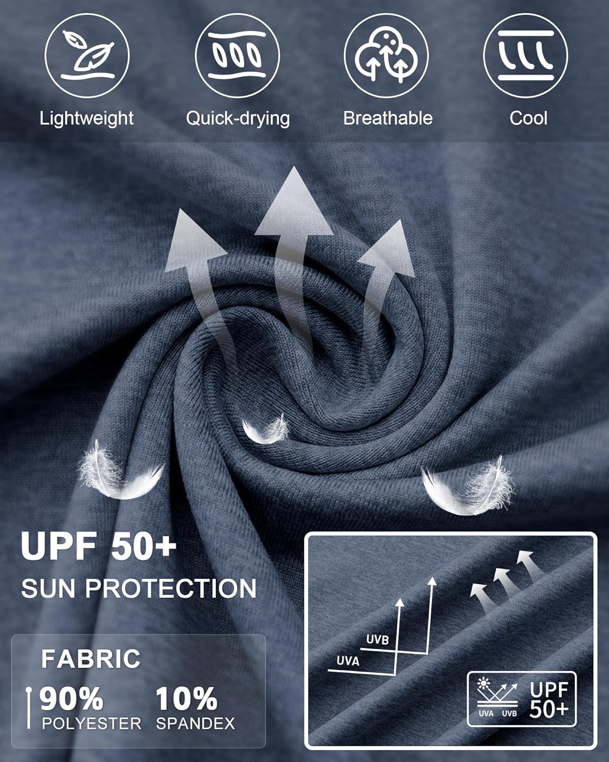 Runhit Fishing Shirts for Men Hoodie Sun Shirt UPF 50+ Long Sleeve UV Protection SPF Rash Guard Running Hiking Workout - Image 4