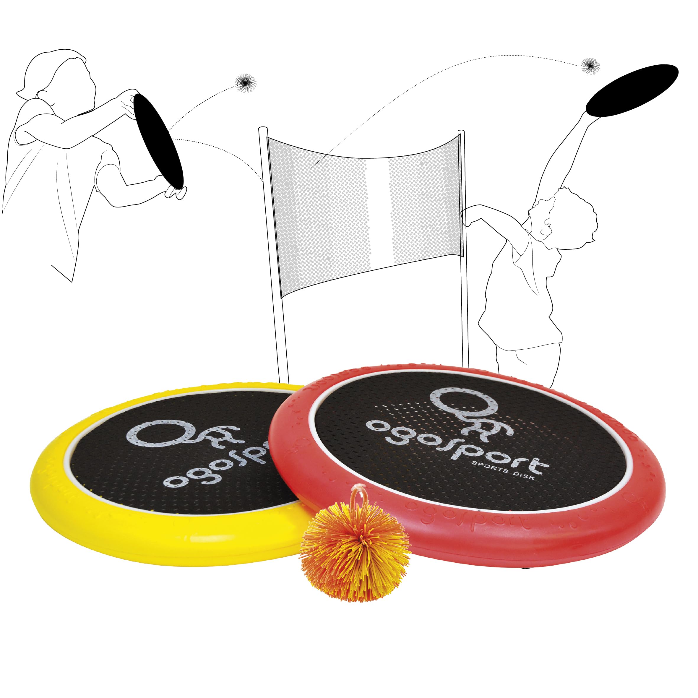 Schildkröt® Ogo Sport Set, 2 Ogo Softdiscs Ø29cm, rot und gelb, 1 Ball, Standardgröße, beliebte Spiel-Klassiker, 970117
