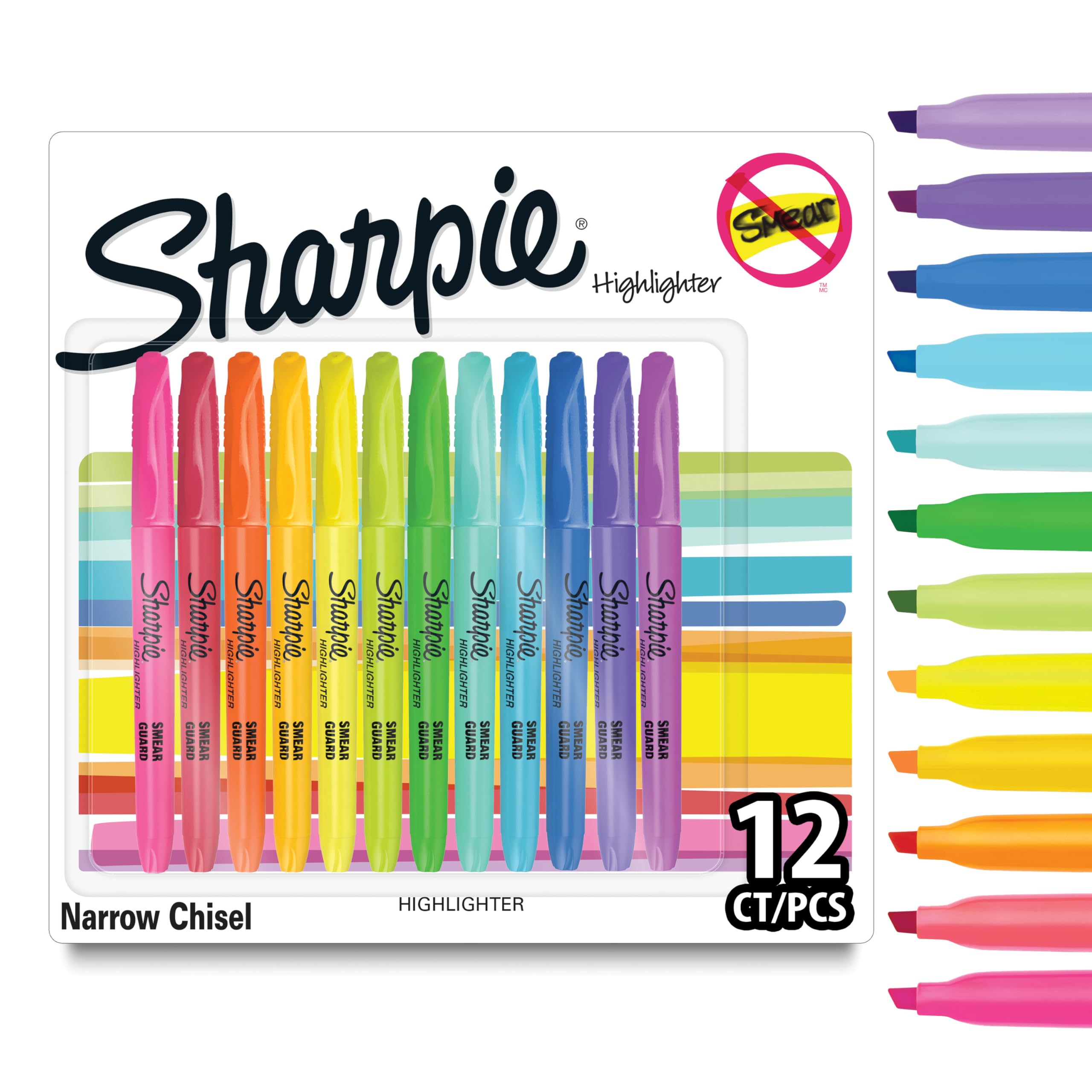 Sharpie Pocket Highlighters Chisel Tip Assorted Pack of 12 2223753