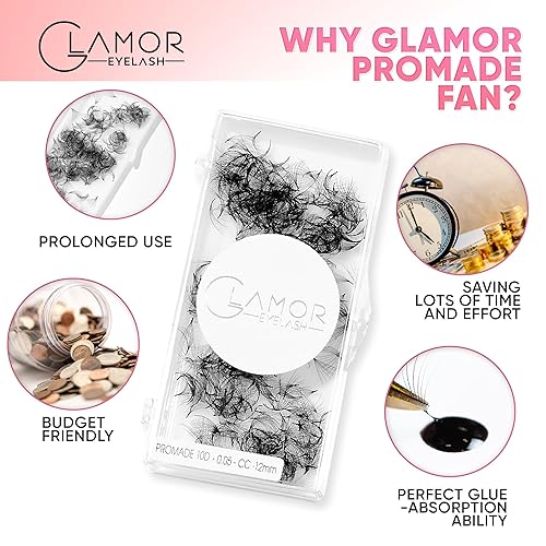 Miniatura 4 de 500 abanicos de volumen Promade, extensiones de pestañas sueltas, hechas a mano, pestañas individuales sueltas 3D-16D, grosor de 0.030.050.003 in,