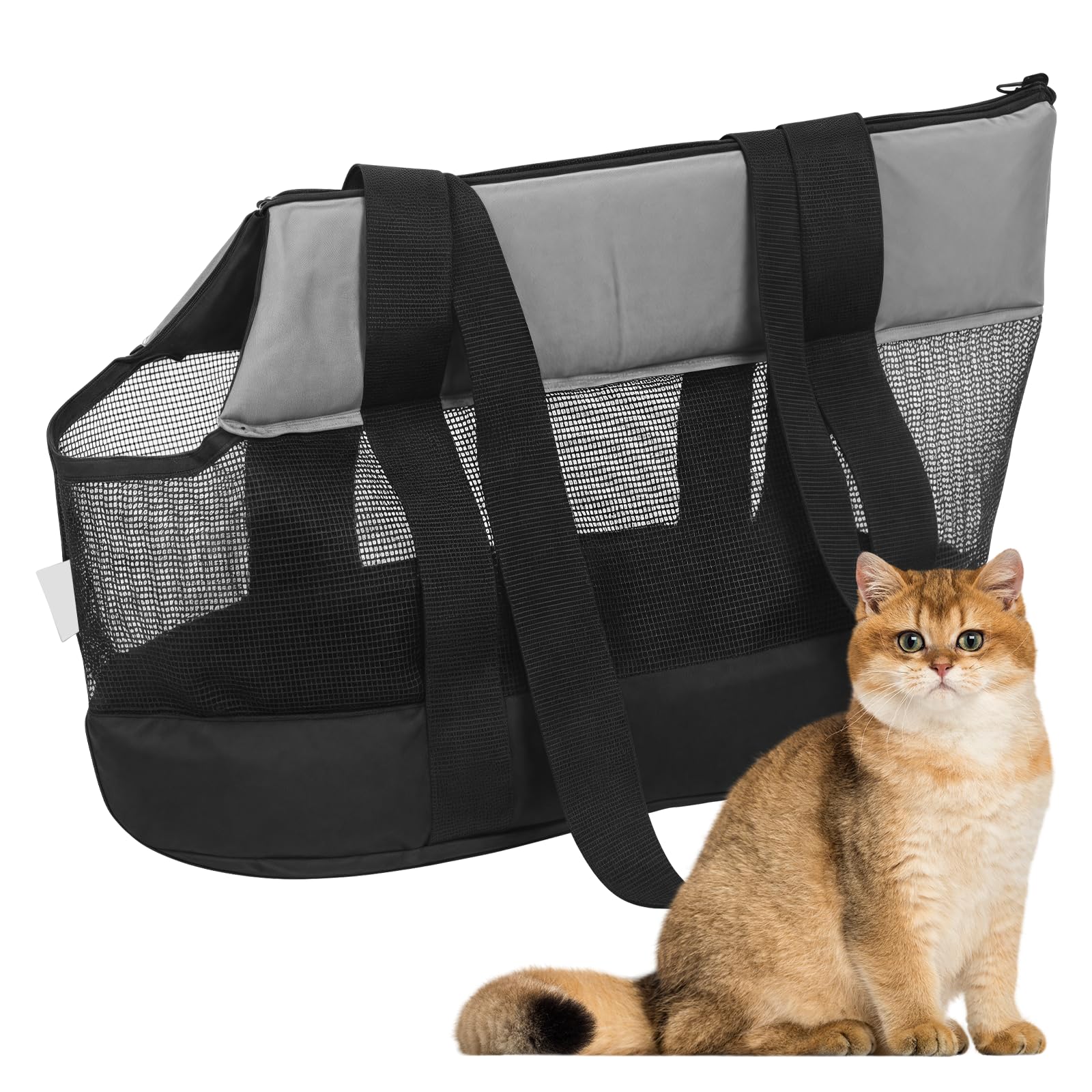 Traspirante, borsa a tracolla per cani, traspirante, per cani di taglia piccola, media e gatto, nero