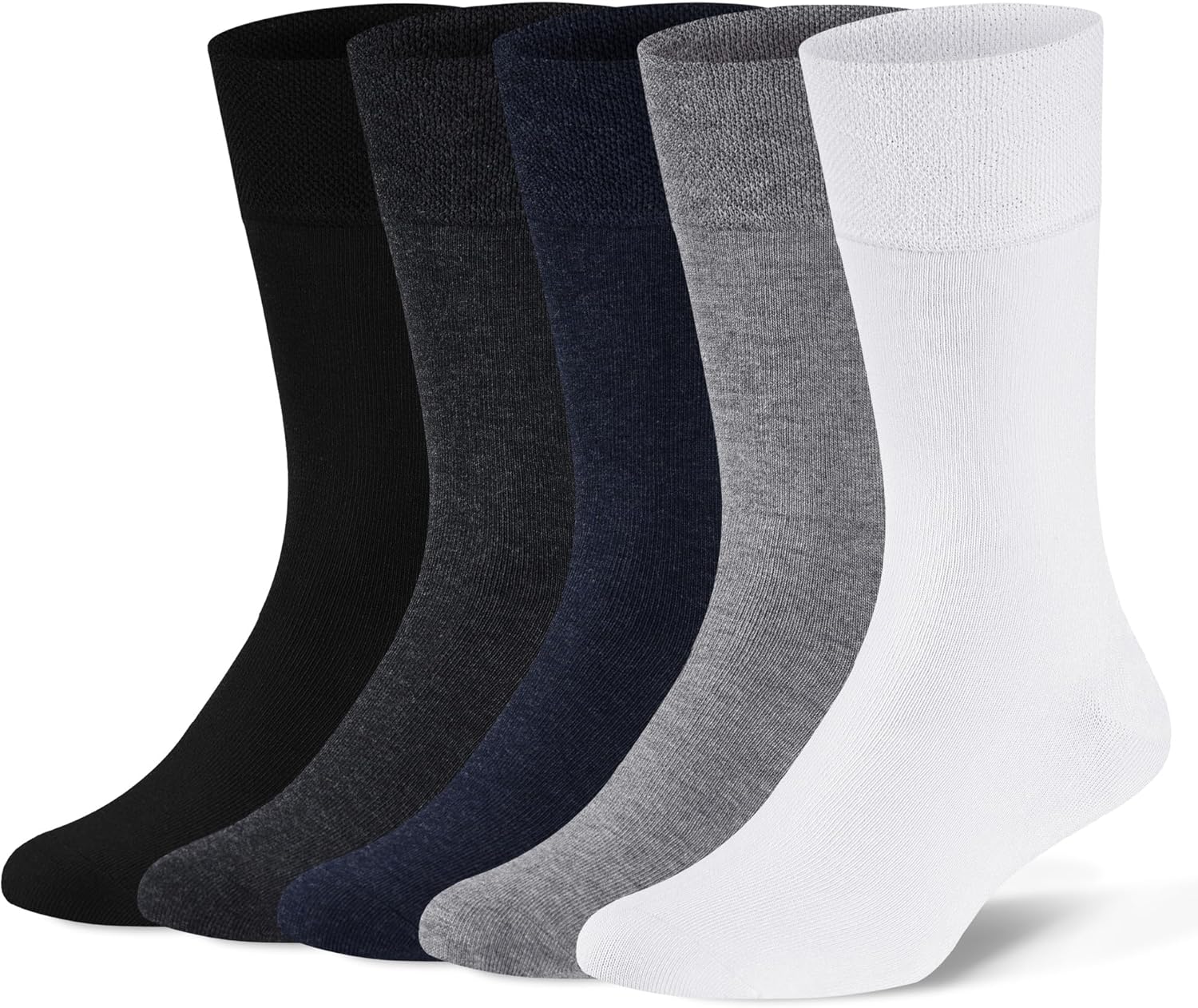 5 Pairs Diabetic Socks for Men,Viscose from Bamboo Non Binding Top Crew Dress Socks for Edema,Sensitive Feet