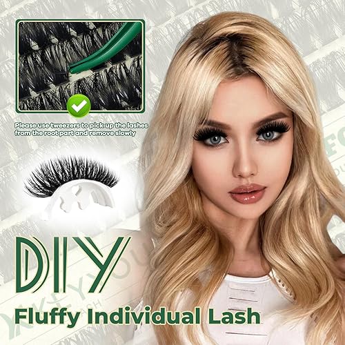Miniatura 7 de 280 racimos de pestañas KEYYOU 100D rizo D 9-18 MIX pestañas gruesas súper suaves extensiones de pestañas para bricolaje en casa (100D-D, 9-18 MIX)