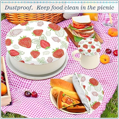 Miniatura 7 de 5 fundas elásticas para tazones de cocina, fresas rojas sobre fondo blanco, tapas reutilizables para cuencos de cocina, contenedor de almacenamiento