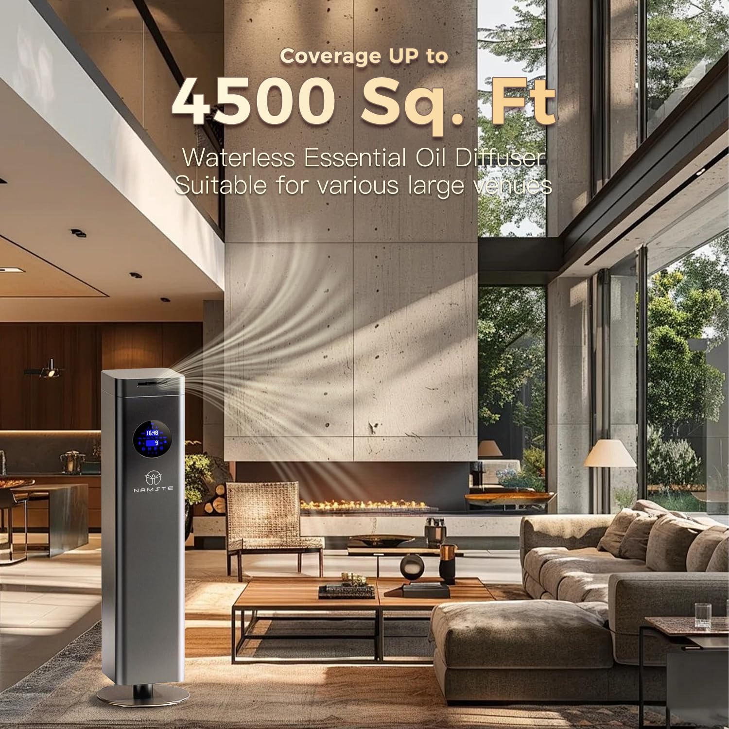 Difusor de aceite esencial de 25 pulgadas para habitación grande, difusor sin agua de 1500 ml, cobertura de 4000 pies cuadrados, tecnología de difusor de aire frío, control táctil y Bluetooth para