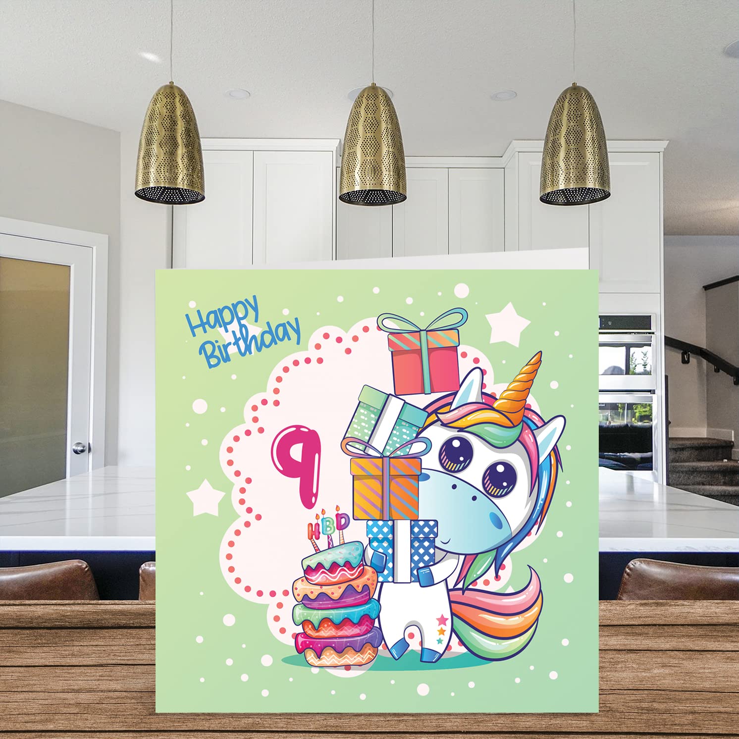 ICG Biglietto Di Auguri Per Il 9° Compleanno Della Nipotina - Motivo Floreale Con Coriandoli, 235x165 Mm Con Busta, Ecologico