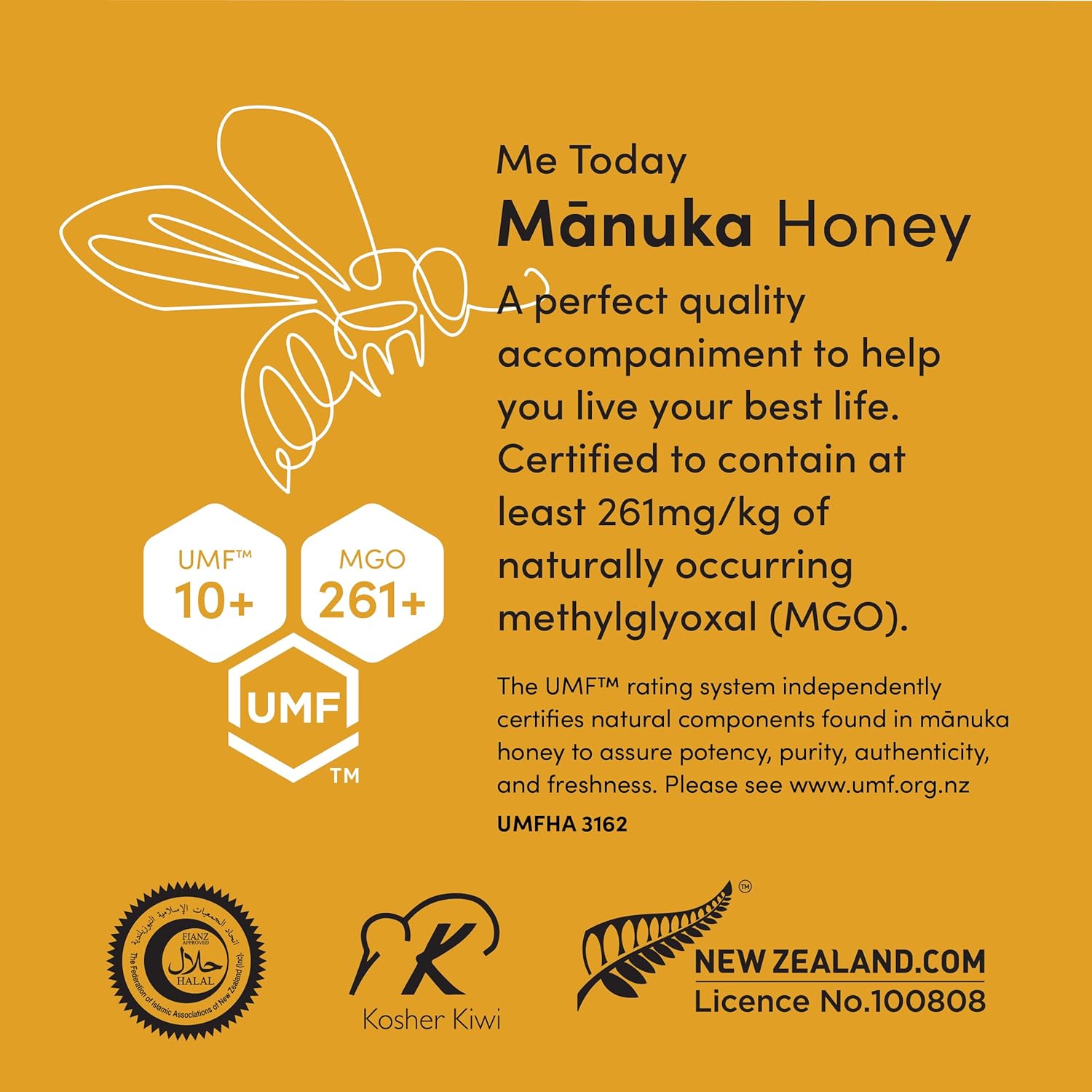 Me Today Manuka Honey, UMF 10+/MGO 261+ from New Zealand Authentic, Raw & Unpasteurized Honey | Raw Manuka Honey for Daily Wellness Support | Delicious Honey Crafted by Bees in 8.8oz