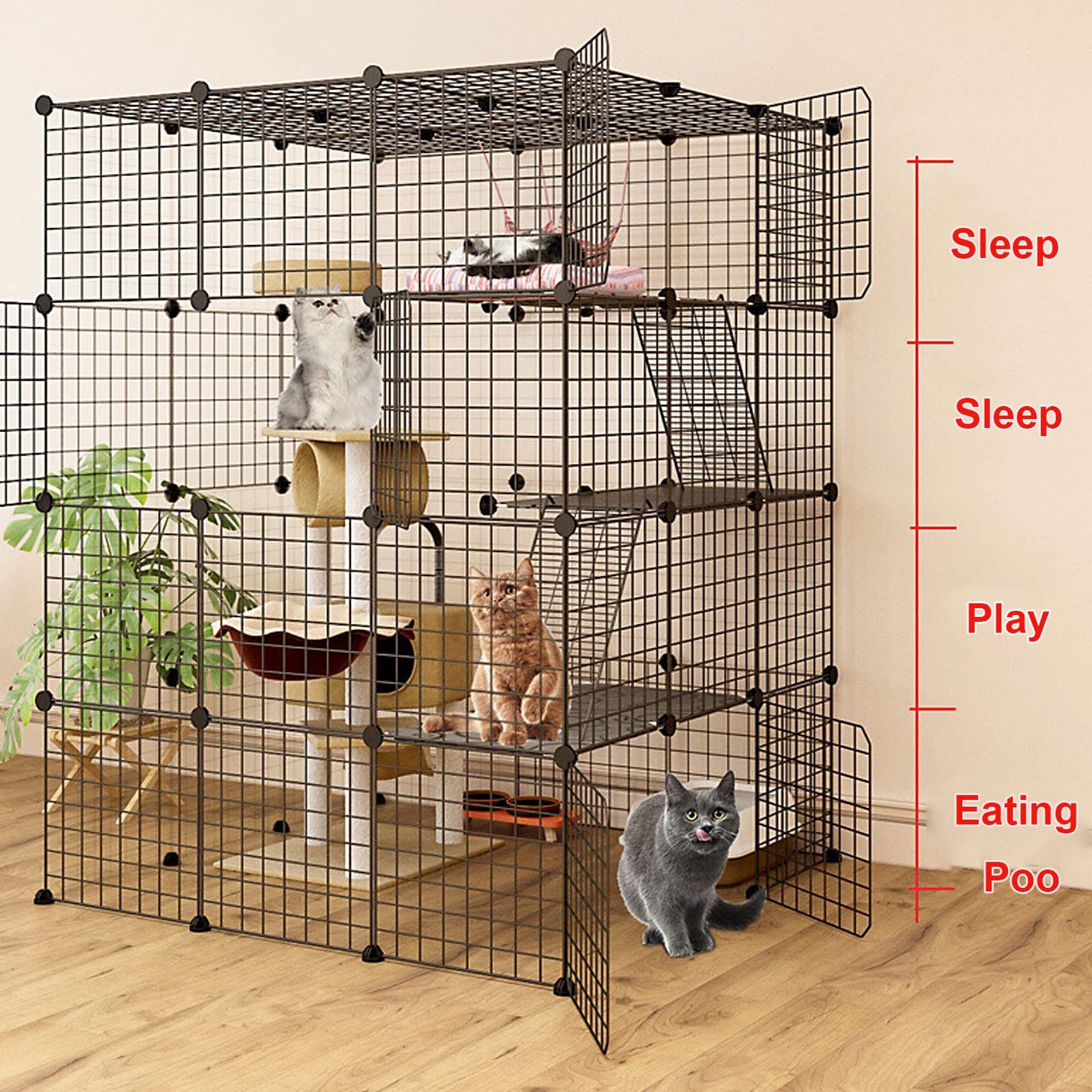 Amazon.co.jp: 猫 ケージ 3段 キャットケージ 大型 多頭飼い 組み立て