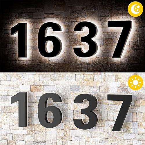 Miniatura 3 de Números de casa LED retroiluminados de 5 pulgadas para exteriores, número de dirección flotante de acero inoxidable, números de casa modernos