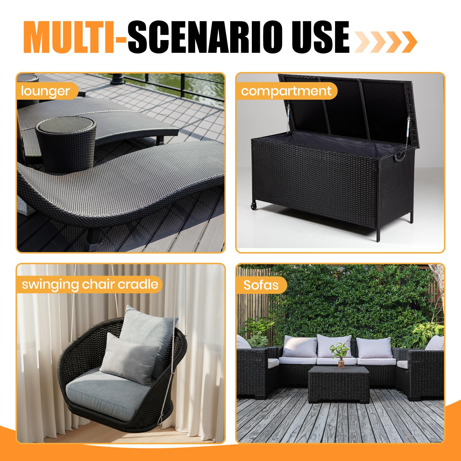 Rattan Intrecciato 65 m, Riparazione per Mobili da Esterno di Cordoncino in Rattan PE Resistente alle Intemperie, Piatto e Strumento di Tessitura per Sedie, Tavoli, Divani, Cesti (nero)
