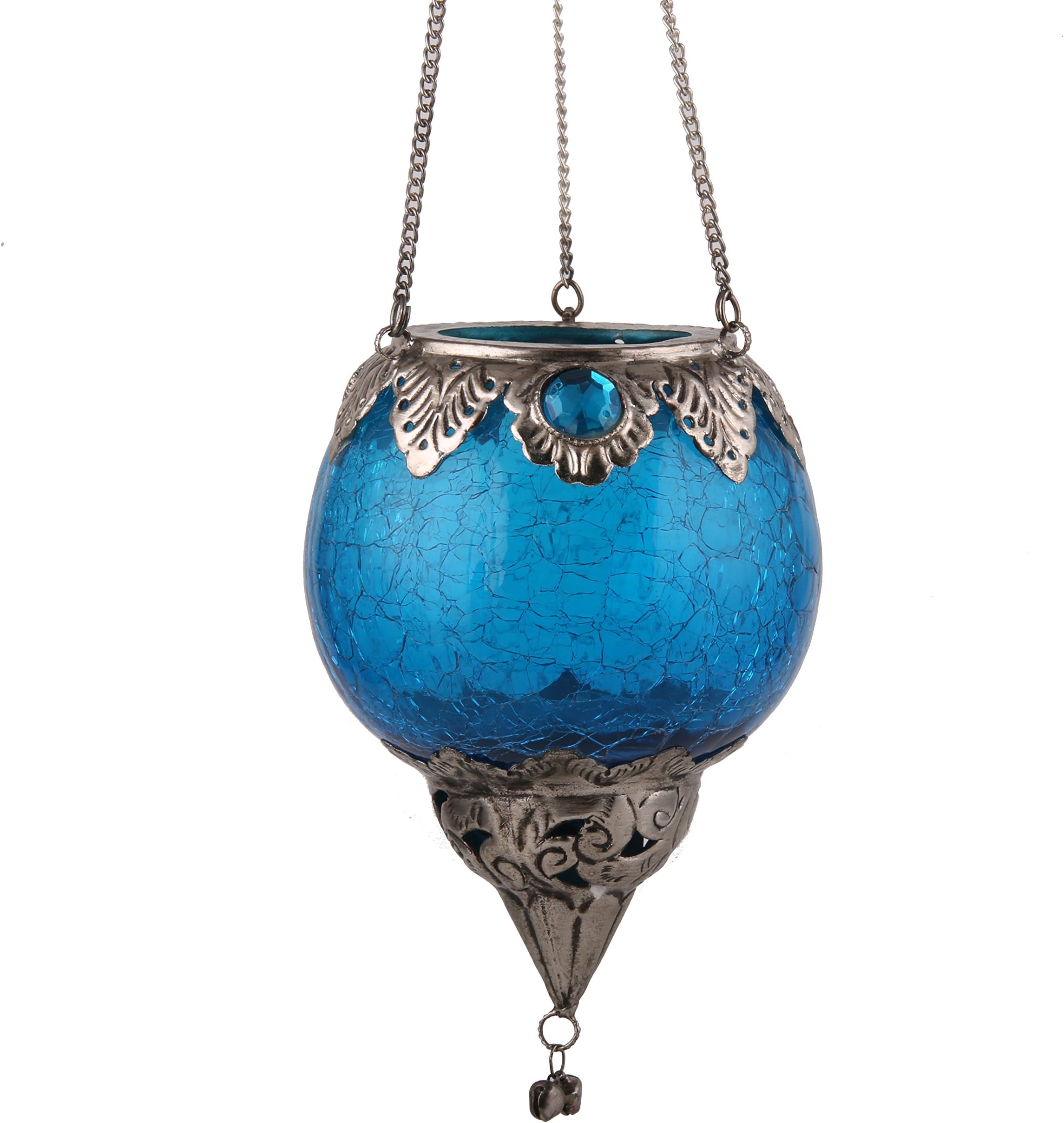 Derien Glass Sky Lantern (Blue_3.5 Inch X 3.5 Inch X 6.2 Inch)