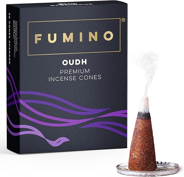 Fumino® Oudh Fresh Incense Cones 20 per Box Masala Agarbatti Joss Scent Fragrance for Relaxation and Meditation, Home and House Décor