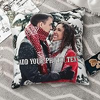 Vista 3 de Almohada personalizada con texto fotográfico, funda de almohada de pana personalizada de dos lados, recuerdo de amor personalizado para aniversario