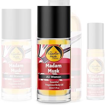 WagsMarket The Egyptian Musk Factory Madam Musk Perfume Oil, Essential Oil Infused Egyptian Musk Oil, Choose from 0.33oz Roll On to 4oz Glass Bottle 1oz Roll On