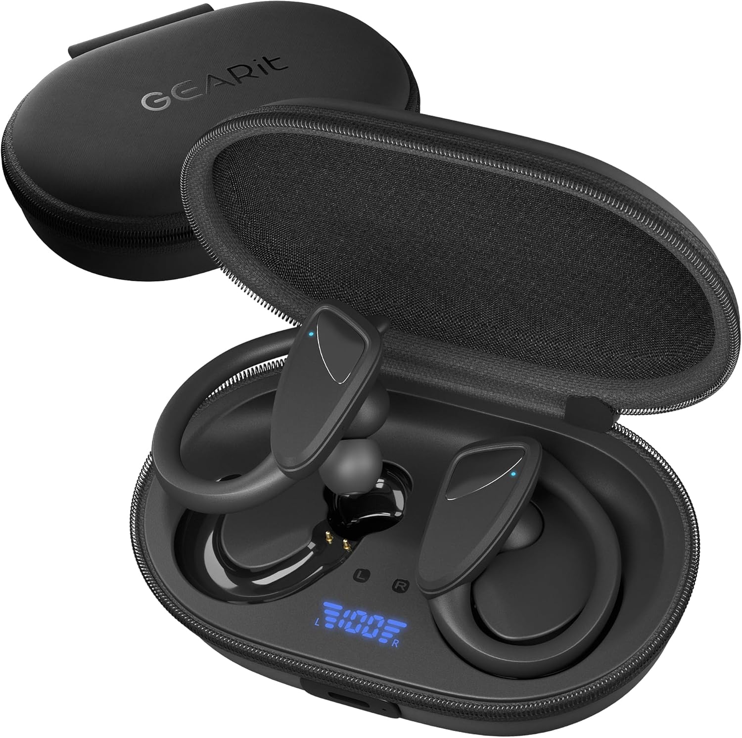 GEARit Sport Hook True Wireless Earbuds Compatible with iPhone & Android - 23H Playtime - IPX7 Water Resistant & Sweatproof - Secure Fit 5.4 Bluetooth Ear Buds - Wireless Bluetooth Earbuds for Workout