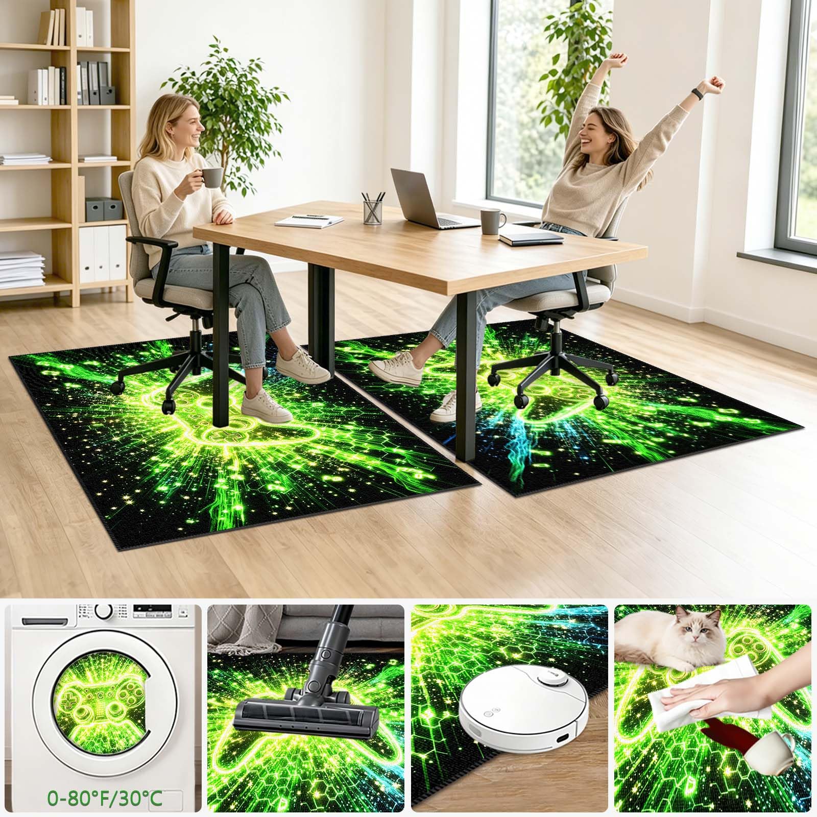 Tappeto Sedia Ufficio Gaming Studio Classico Verde 90x120cm