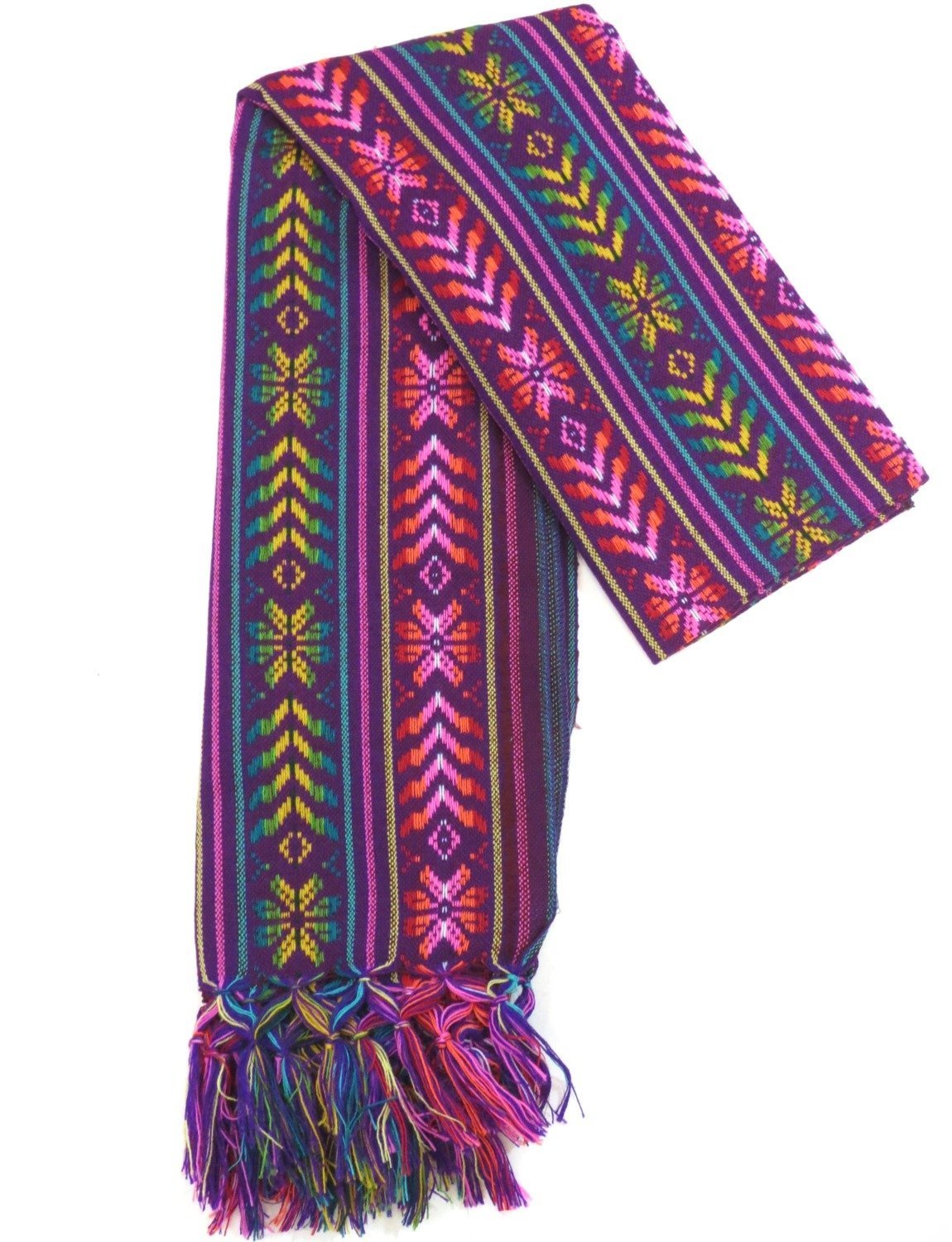 Leos Imports Handmade Mexican Rebozo Shawl: Embroidered, Soft, Lightweight, Elegant – Pashmina shawl Women's Wrap (Electric Purple)