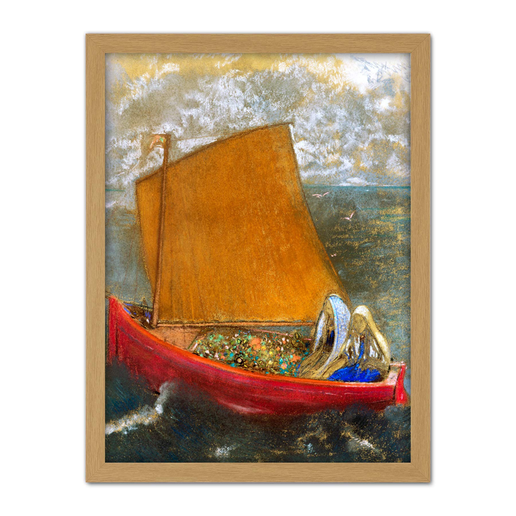 Redon Odilon La Voile Jaune The Yellow Sail Large Framed Art Print Poster Wall Decor 18x24