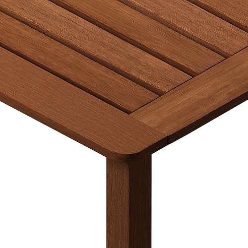 Miniatura 9 de Furinno Tioman Mesa de comedor para exteriores, natural, 35.5 pulgadas de profundidad x 59.0 pulgadas de ancho x 29.0 pulgadas de alto